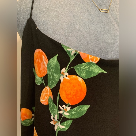 LEITH Black Camisole Tank With Fun Summer Orange Print Size 3X - Picture 2 of 10